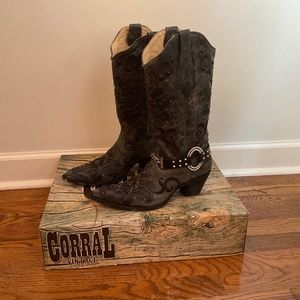 Corral Vintage Black Inlay with Black Crater Boots size 9